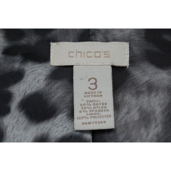 Chico's Black Blazer Womens XL 16 Gray Animal Print Lining Surgeon Cuffs size 3 - Picture 5 of 7